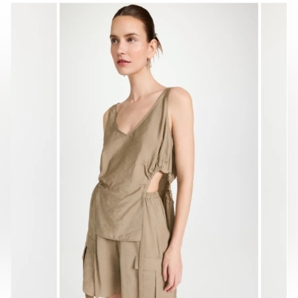 Sold out RARE LAPOINTE Crinkle Modal V Neck Drawcord Tank Size Small